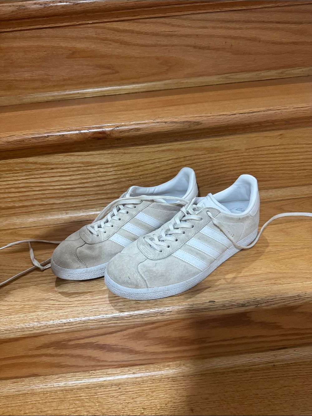 Adidas - Cream Suede Sneakers with White Stripes